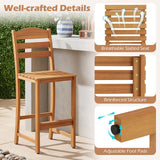 Tangkula 29.5" Solid Acacia Wood Bar Stool with Backrest and Footrest (1/2/4)