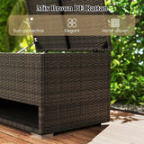Tangkula 48 Gallon Rattan Outdoor Storage Box with Shoe Rack