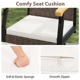 Tangkula Outdoor 360° Swivel Bar Stool with Cushion & Acacia Wood Armrests