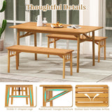 Tangkula Outdoor Acacia Wood 48” Patio Dining Bench with Slatted Seat