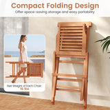 Tangkula Teak Wood Folding Patio Chairs Set of 2/4 No Assembly Required
