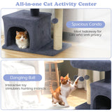 Tangkula Small Cat Tree with Sisal Scratching Posts Hanging Pompom