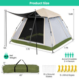 Tangkula 2-4 Person Pop Up Camping Tent, Portable Backpacking Tent with Removable Rainfly, 4 Mesh Walls, 2 Zippered Doors, Carrying Bag