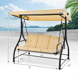Tangkula 3 Seats Converting Patio Swing, Outdoor Porch Garden Canopy Swing with Comfortable Cushion Seats