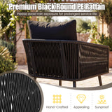 Tangkula 3 Pieces Patio Rattan Bistro Conversation Set