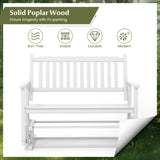 Tangkula 2 Person Outdoor Glider Chair, Poplar Wood Patio Swing Glider Loveseat Chair with Armrests