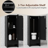 Tangkula Small Bathroom Storage Cabinet Narrow Slim Corner Floor Cabinet with Adjustable Shelf & 2 Open Shelves