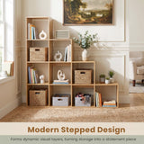 Tangkula 51.5" W 4-Tier Stepped Bookcase | 10-Cube Ladder Bookshelf