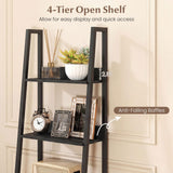 Tangkula 5-Tier Narrow Ladder Bookshelf with Fabric Drawer (1/2)