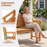 Tangkula 3-Seater Outdoor Wooden Bench | 59" Large Garden Bench with Slatted Seat