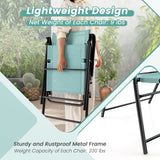 Tangkula Set of 2 Patio Folding Chairs, Portable Sling Back Chairs with Armrests and Metal Frame