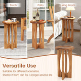 Tangkula Outdoor Side Table 14” Mahogany Accent Table with Round Tray Top