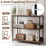Tangkula 3-Tier Bookshelf with Wooden Shelves and Metal Frame