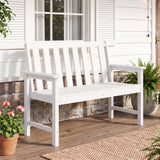 Tangkula 2-Person HDPE Outdoor Garden Bench with Backrest for Balcony