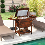 Tangkula Wooden Patio Cooler for Poolside