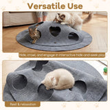 Tangkula 40" Round Large Interactive Cats Enrichment Play Felt Mat  Foldable Kittens Cave Hideout