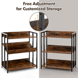 Tangkula 3 Tier Industrial Book Shelf with Adjustable Shelves and Metal Frame
