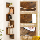 Tangkula 5-Tier Farmhouse Floating Corner Shelf Wall Mount