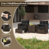 Tangkula Outdoor Chaise Lounge, Patio Wicker Lounge Chair w/ 4-Level Backrest, Heavy-Duty Metal Frame