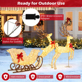 Tangkula 3-Piece Christmas Lighted Reindeer & Sleigh Set