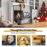 Tangkula 52 x 31 Inch Fireplace Screen, 3-Panel Folding Spark Guard w/Natural Scenery & Moose Pattern