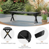 Tangkula Patio Metal Bench, Heavy-Duty 2-Person Bench w/Slatted Seat & X Legs