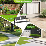 Tangkula Metal Outdoor Garden Bench with Patterned Backrest and Curved Armrests