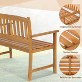 Tangkula Outdoor Acacia Wood Bench, 2-Person Garden Bench with Backrest and Armrests