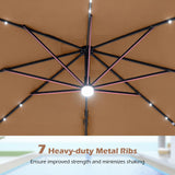 Tangkula 10ft Offset Cantilever Outdoor Umbrella 32 LED Lights
