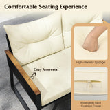 Tangkula Heavy Duty Outdoor Cushioned Conversation Set with Tempered Glass Coffee Table
