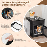 Tangkula Dog Crate Furniture, Decorative Dog Kennel End Table with Storage Drawer