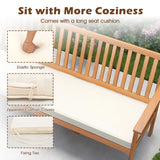 Tangkula Outdoor 3-Seat Wood Bench, 64 Inches Extra Long Acacia Chair w/Seat Cushion