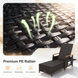 Tangkula Wicker Patio Chaise Lounge | 7-Level Adjustable Backrest (1/2)