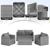 Tangkula 4/8 Pieces Patio Rattan Conversation Set | Sectional Sofas and Tea Table for Garden Yard Balcony