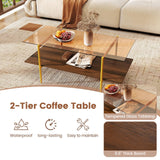 Tangkula 2-Tier Glass Coffee Table