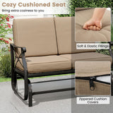 Tangkula 2-Person Swing Gliding Loveseat with Breathable Fabric Seat & Soft Cushions