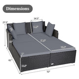 Tangkula Patio Rattan Daybed, Patiojoy Outdoor Sunbed with Spacious Seat (Grey)