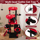 Large Gothic Cat Tree with Cat Condos and Plush Perches