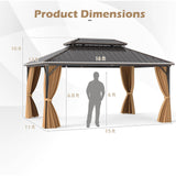 Tangkula 12x16 FT Hardtop Gazebo for Patio Garden Deck Lawn Backyard