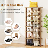 Tangkula 8-Tier Vertical Shoe Rack Space-Saving Corner Shoe Organizer for 14 Pairs