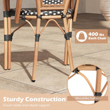 Tangkula Outdoor French Bistro Chairs Set of 2/4, Hand-Woven PE Wicker Patio Chairs with Armrests