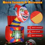 Tangkula 5 Ft Halloween Inflatable Clown, Blow up Circus Clown Box