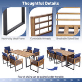 Tangkula 7 Piece Patio Dining Set, Acacia Wood Dining Chair & Table Set