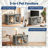 Tangkula Farmhouse Wooden Dog Crate Furniture