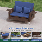 Tangkula Patio Rattan Daybed with 4-Level Adjustable Backrest