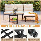 Tangkula 3 Piece L Shaped Patio Furniture Set, Outdoor Wicker Rattan Furniture Set with Thick Cushions