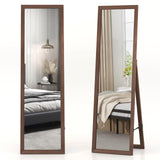 Tangkula Full Length Mirror with Stand, Solid Wood Frame Floor Mirror, Free Standing Full Body Mirror