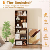 Tangkula 6-Tier Bookcase, 70” Tall Freestanding Bookshelf with 6 Open Shelves