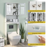 Tangkula Over The Toilet Storage Cabinet, Freestanding Over Toilet Storage Rack w/ 2 Tempered Glass Doors