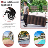 Tangkula 96 Gallon Deck Box, PE Wicker Outdoor Storage Box with 4 Wheels and Waterproof Zippered Liner